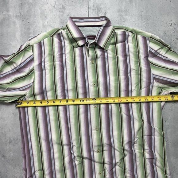 Tommy Bahama Hawaiian Shirt Men’s Large 100% Silk Stripe‎ Button Up Long Sleeve - Picture 6 of 7
